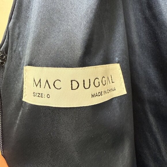 Mac Duggal Size 0 Navy 49494 Sleeveless Chiffon A-Line Midi Cocktail Dress Prom - Picture 10 of 11